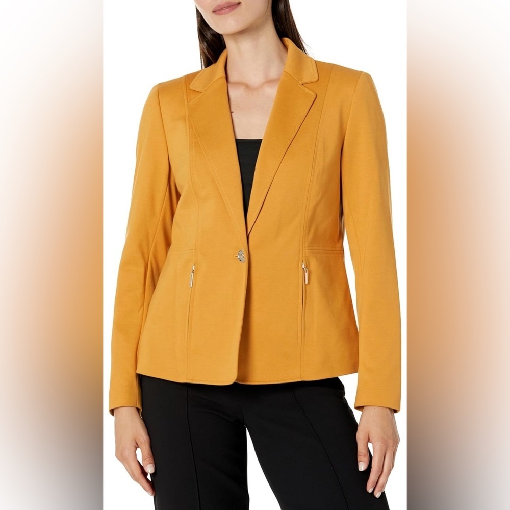 Kasper Women's Plus Size 1 Button Notched Collar JKT